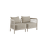 sackit two seat outdoor lounge sofa with cream cushions and light woven sides