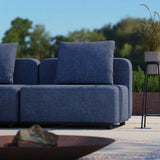 Kirra Indigo Cobana Lounge Sofa 2-seater with modular design and powder-coated aluminum frame outdoors