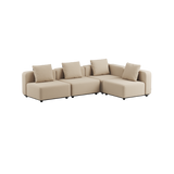 Boucle Beige Cobana Lounge 4-seater corner outdoor sofa without armrest with powder-coated aluminum frame and cushions