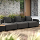 Cobana Lounge Sofa 3-seater in Cobana Grey with Patio Storage Table, aluminum frame and cushions outdoors