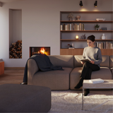 Fjord Sofa seat section in Cosmo Mustard fabric with soft rounded edges and Scandinavian design.