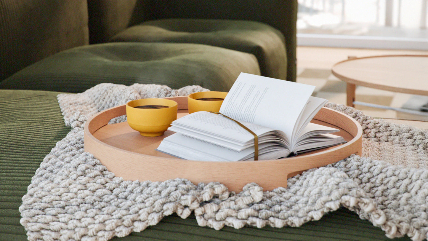Nordic Serving Tray - Round serving tray in oak veneer, Ø50 cm