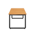 Outdoor patio dining table with powder-coated aluminum frame and teak wood tabletop, rectangular shape