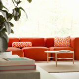 Soft Sofa Indoor 5-seater corner sofa in orange jacquard fabric with modular design and soft cushions