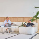Soft Sofa Indoor seat in beige corduroy fabric with soft, cushioned design and no visible frame