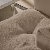 Four-seater corner Soft Sofa Indoor in Teddy Beige fabric with modular design and low backrest.