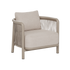 Beige Kirra lounge chair with woven sides and soft cushions from sackit designed for stylish outdoor living in Nordic weather