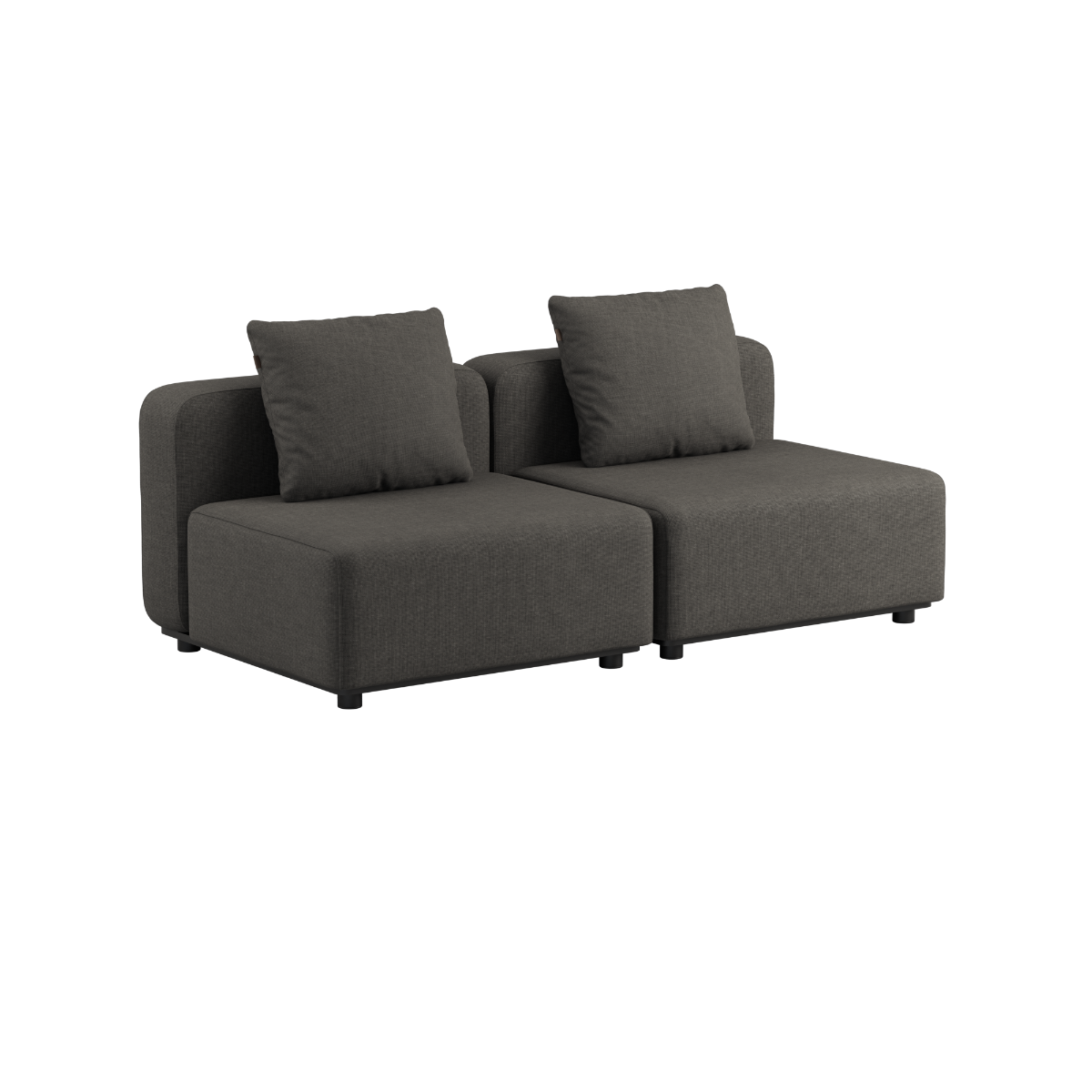 Kirra Olive Cobana Lounge Sofa 2-seater with armrest and pouf, outdoor aluminum frame with cushions