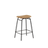Low Frame Bar Stool with Terra Safari leather seat and powder-coated steel frame, no backrest.