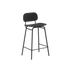 Black stained oak Frame Bar Stool with backrest and powder-coated steel frame, 68 cm height.