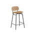 Frame Bar Stool with backrest in leather and powder-coated steel frame, industrial design.