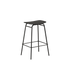 Bar stool with oak veneer seat and black powder-coated steel frame, industrial design.