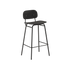 Black stained oak Frame Bar Stool with backrest and powder-coated steel frame, 73 cm height.