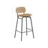 High Frame Bar Stool in Terra Safari leather with backrest and powder-coated steel frame.