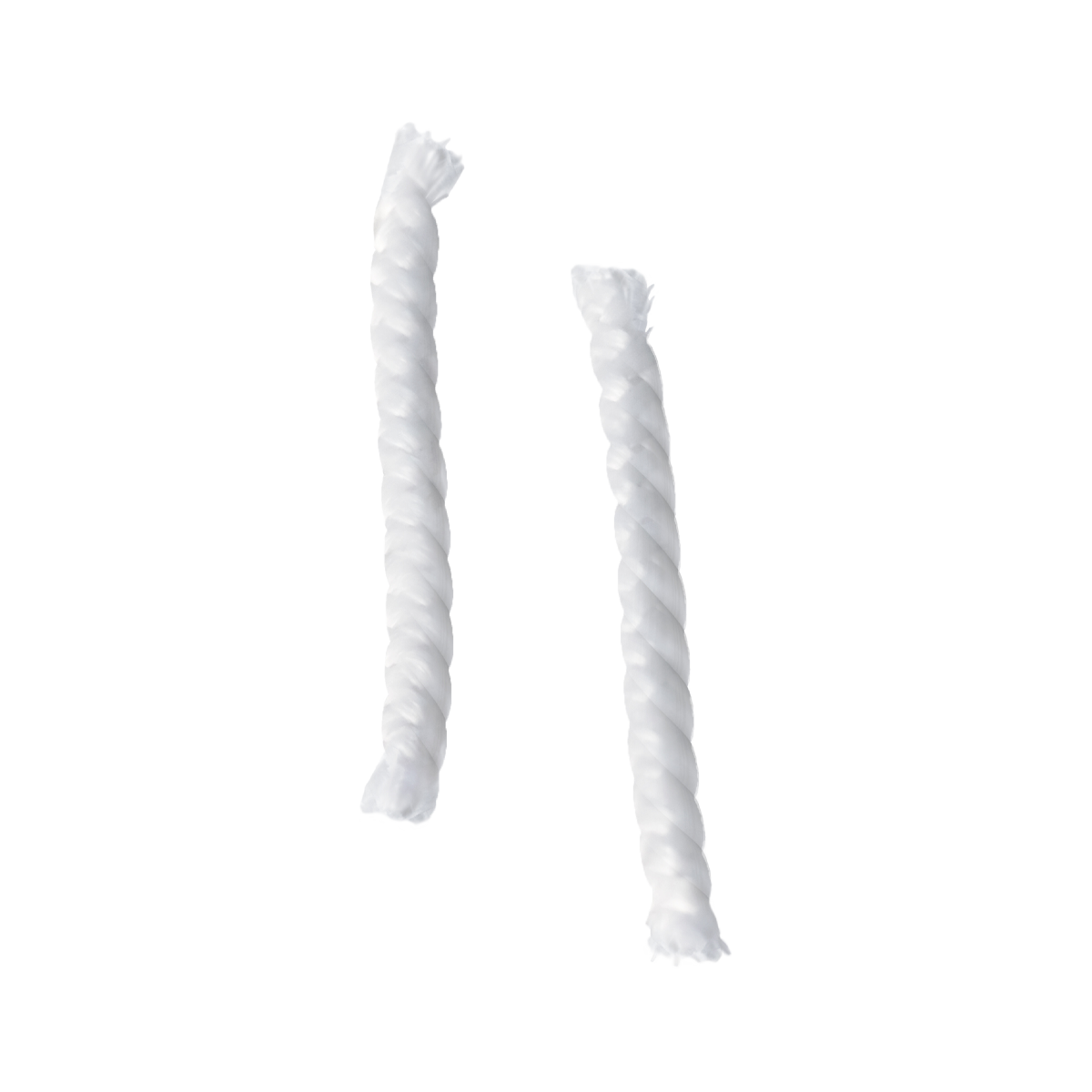 Two replacement wicks for SACKit Oil Lamp version 1.0, thin and cylindrical, white color.