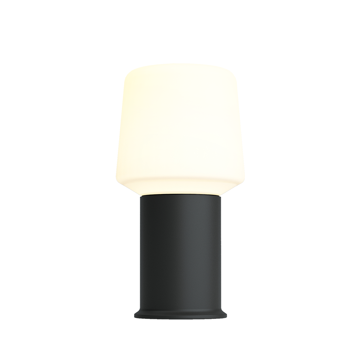 Black Ambience Lamp Intelligent+ with London base, medium size, sleek outdoor lamp with stainless steel holder.