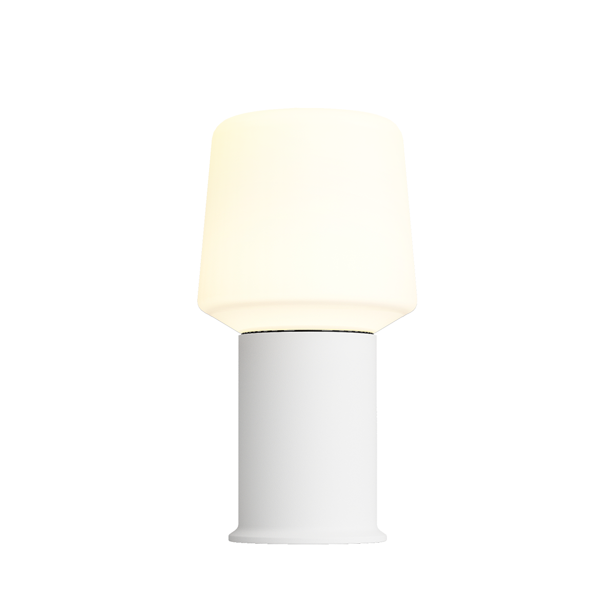 White Ambience Lamp Intelligent+ with London base in stainless steel, medium size, sleek outdoor lighting