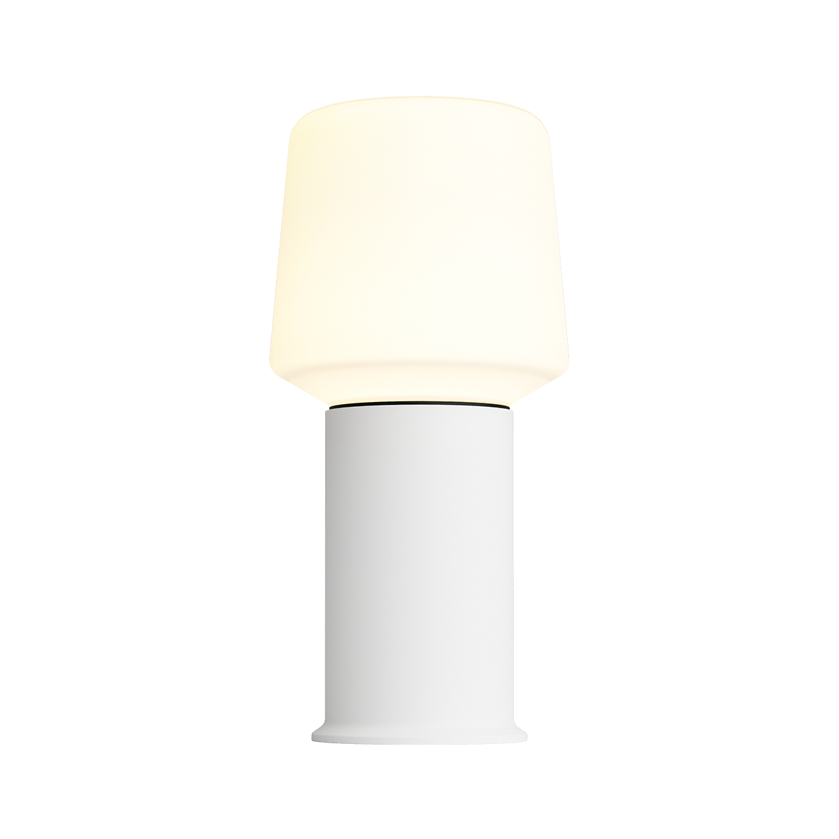 White Ambience Lamp Intelligent+ with London base, battery-powered outdoor lamp with sleek design.