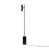 Black Expo Floor lamp with matte aluminum body and polished marble base standing on a floor.