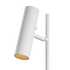 White Expo Floor lamp with aluminum body and polished marble base on a white background