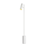 White Expo Floor lamp with aluminum body and polished marble base on a white background.
