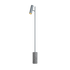 Grey Expo Floor lamp with aluminum body and marble base standing on a white floor against a white wall