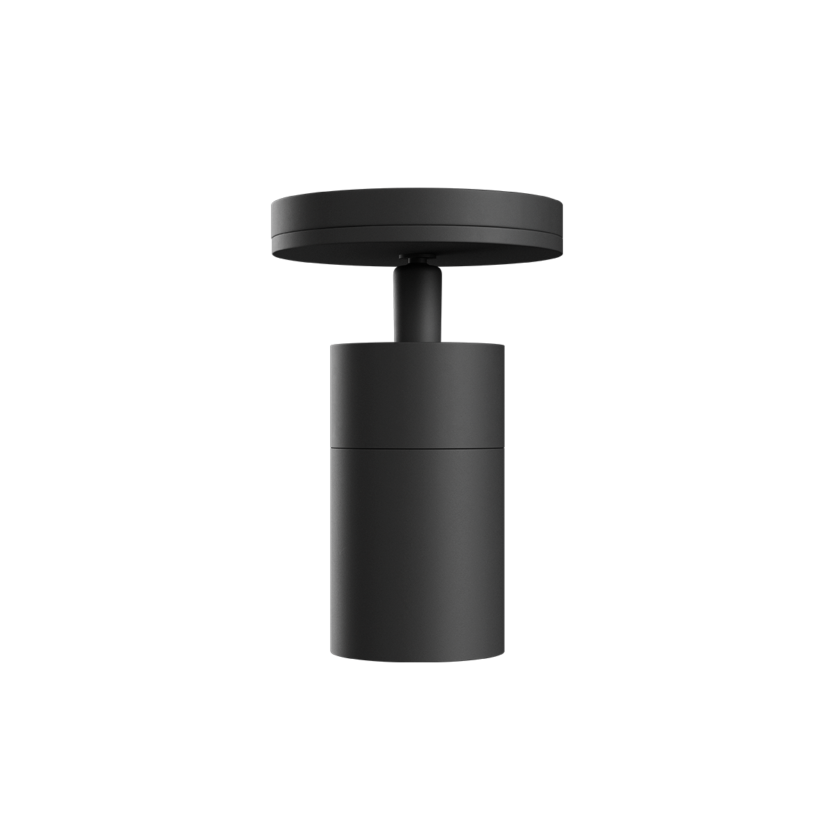 Black aluminum Expo Ceiling light with a simple, modern design and warm lighting.