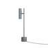 Grey aluminum Expo Table lamp with polished marble base and warm lighting on a white background