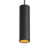 Black aluminum Expo Pendant light with a slim cylindrical shape and long black cord.