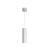 White Expo Pendant light with slim aluminum design and long white cord hanging against a plain background