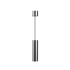 Polished aluminum Expo Pendant light with slim cylindrical design and long black cable