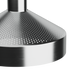 Round Dawn Pendant light with perforated top and white inner shade, aluminum finish.