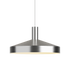 Polished aluminum Dawn Pendant Ø40 with perforated top and white inner shade hanging on matching wire