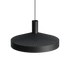 Black Dawn Pendant Ø40 with perforated top and white inner shade hanging indoors