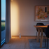 White SACKit Expo 185 floor lamp with slim aluminum profile and marble base emitting soft vertical LED light
