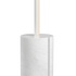 White SACKit Expo 185 floor lamp with slim aluminum profile and marble base emitting soft upward light