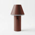Brown Cone cordless table lamp by sackit with a tapered shade and cylindrical base for stylish indoor and outdoor lighting