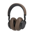 Brown SACKit Touch 410 wireless headphones with PU-leather and fabric earcups on a white background