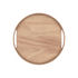 Round Nordic Serving Tray in natural oak with subtle handles and a raised rim.
