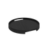 Black stained oak Nordic serving tray with round shape and subtle integrated handles.