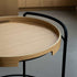 Serving Table with Nordic Serving Tray in natural oak and black lacquered steel with wheels