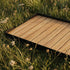 Square teak and black aluminum outdoor tray designed for Soft Sofa Outdoor Pouf.