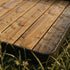 Square teak wood outdoor tray with black powder-coated aluminum frame designed for Soft Sofa Outdoor Pouf