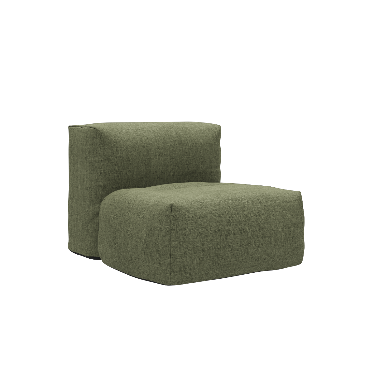 Soft Sofa Outdoor seat in Kirra Olive fabric with a soft, frame-free design for outdoor use