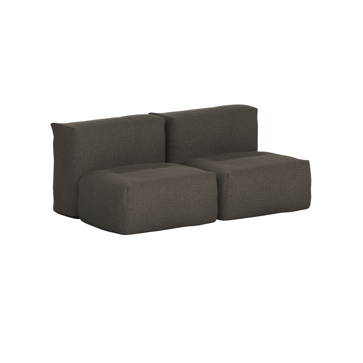 sackit outdoor two seater sofa in dark textured fabric with deep cushioned seats and supportive backrests for comfortable weather resistant outdoor living