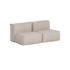 Beige two seater outdoor sofa with soft rounded cushions and a frameless shape on a black background by sackit