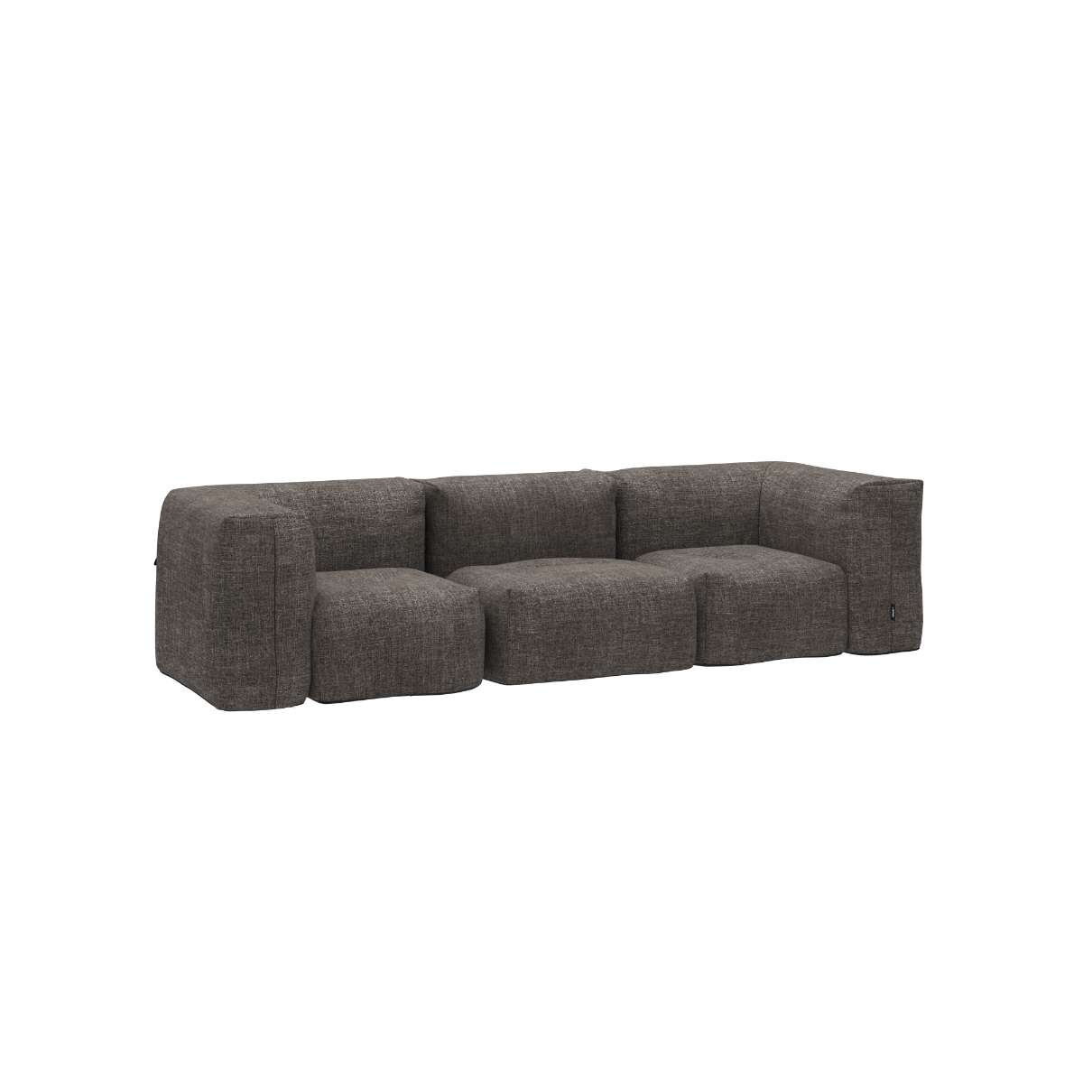 Soft Sofa Outdoor 3-seater in Kirra Noir fabric with a low back and wide cushions.