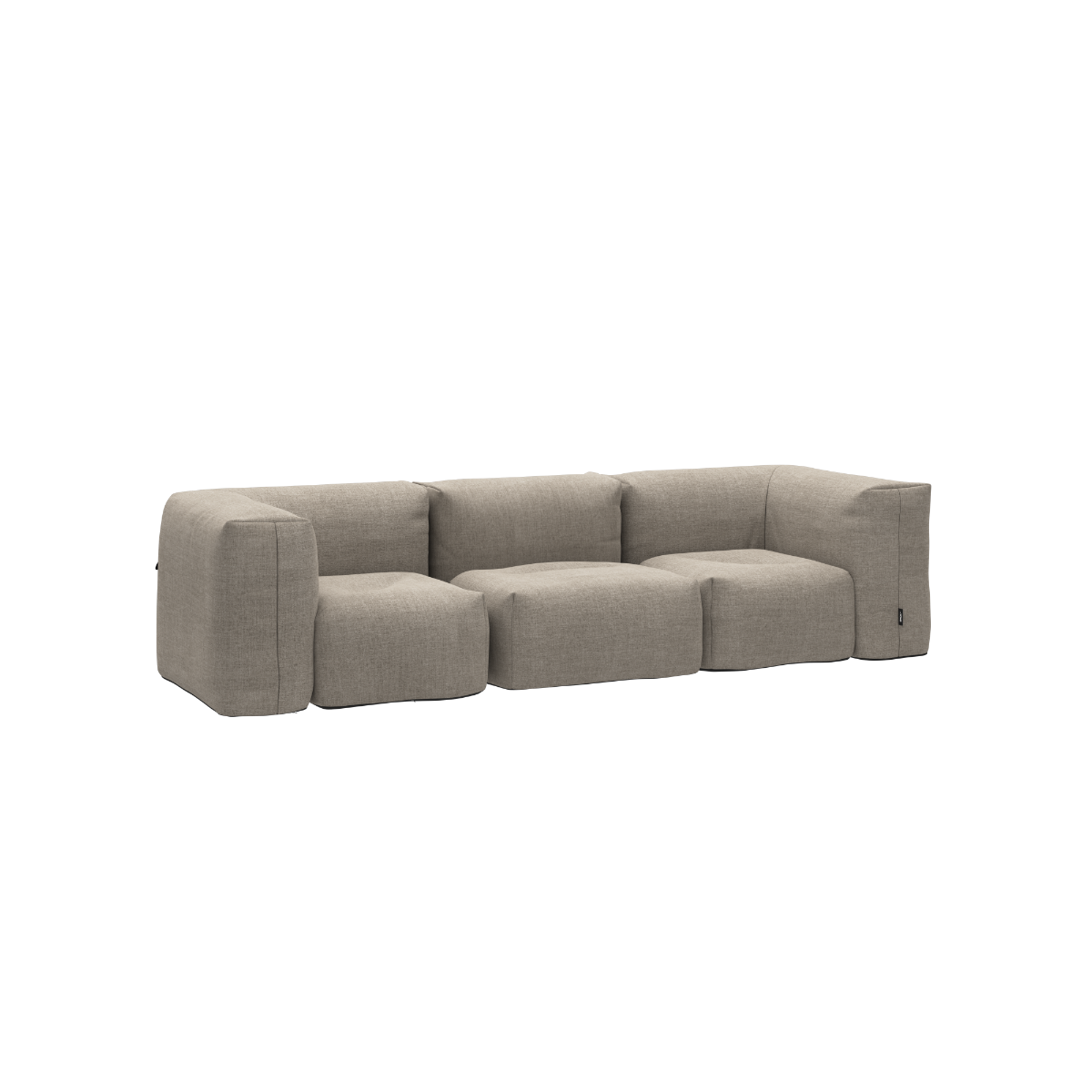 Soft Sofa Outdoor 3-seater in Kirra Sand color with soft cushions and low backrest