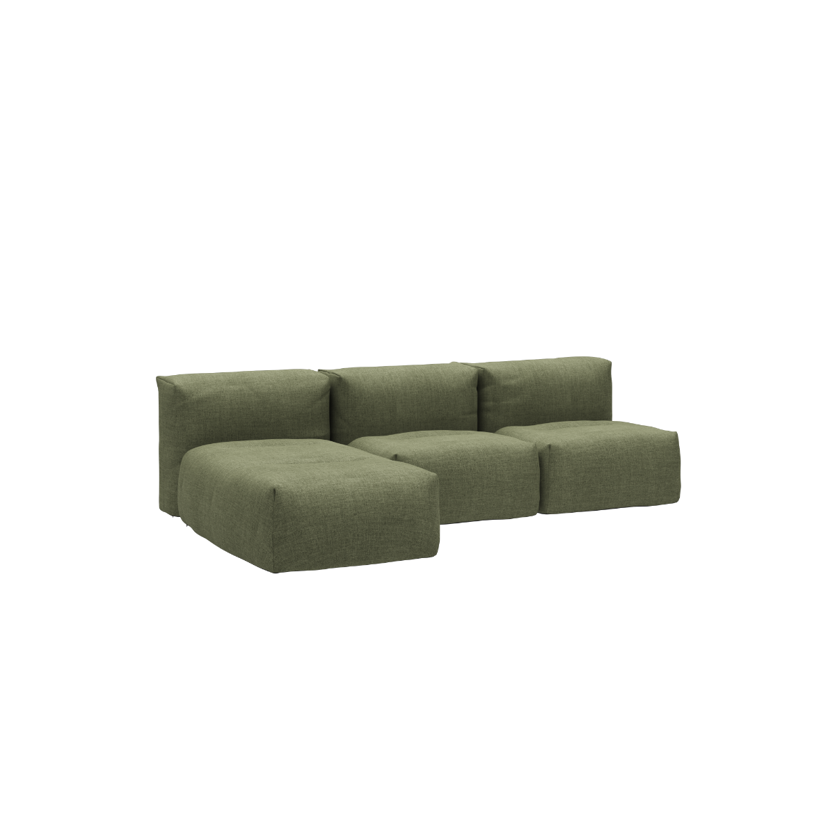 Soft Sofa Outdoor 3-seater with lounger in Kirra Olive fabric designed for outdoor use