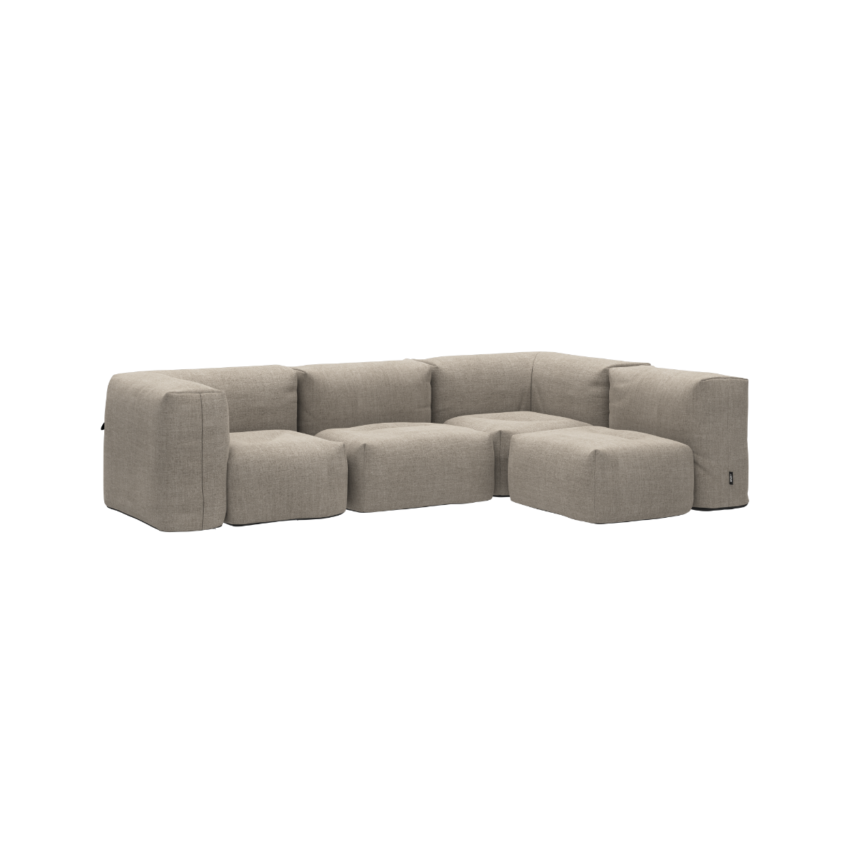 Soft Sofa Outdoor 4-seater corner sofa in Kirra Sand color with soft cushions and low backrest.